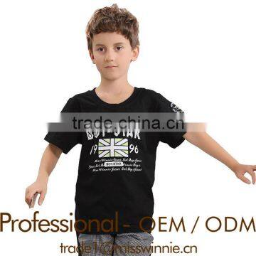 black o-neck printed T-shirt boys summer short sleeve t-shirt