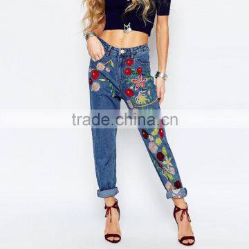 ladies jeans top design women embroidered jeans denim hot sale