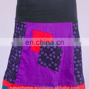 Bohemian Purple Haze Cotton Pathwork Mini Skirt HHCS 109 F