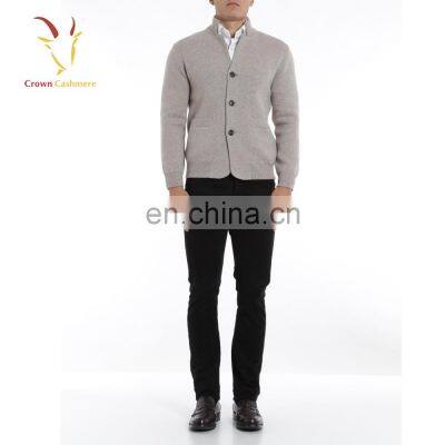 Jacket Style Thick Knitted Cashmere Sweater Cardigan for Men