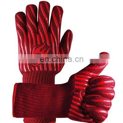 Good Quality Customized 1472F Oven Non Slip Silicone Heat Resistant BBQ Gloves for Kitchen Backing