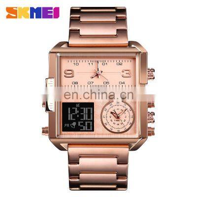 High quality large mens watches Skmei brand 1584 chronograph watch for men luxury stainless steel band waterproof 5ATM