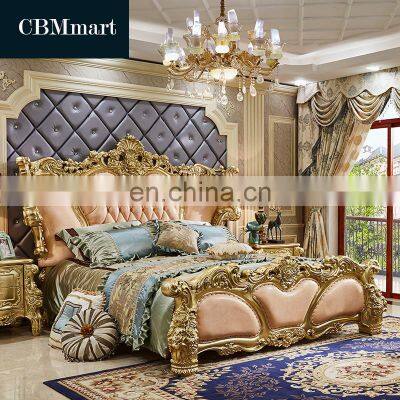 Cheap European bed room Luxurious furniture set pink princess wood beds