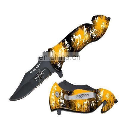 top quality zombie coated handle folding knife