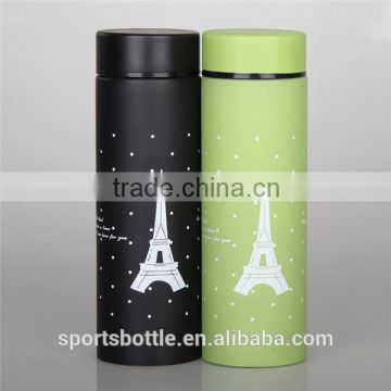 high quality 500ml double wall stainless steal insulated water bottle with Eiffel Tower printing