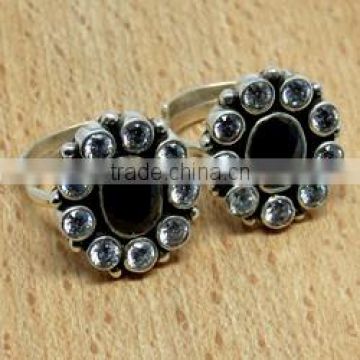 Factory Sale !! Black CZ_White CZ 925 Sterling Silver Toe Rings, 925 Silver Jewelry, 2016 Fashion Silver Jewelry