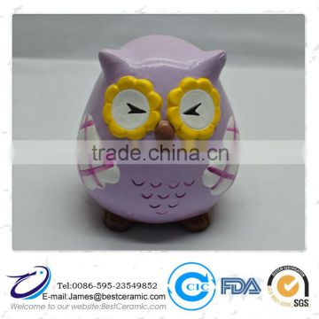 hot selling Lovely ceramic painted money bank animal owl
