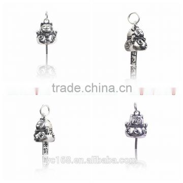 Yiwu Factory 925 Thai Silver Fortune Cat Animal Pendant Wholesale Bag Charms DIY