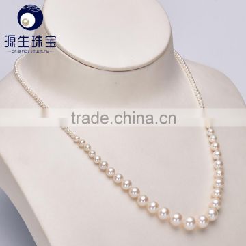 white/mixed color high luster 2-9mm graduated latest design pearl necklace