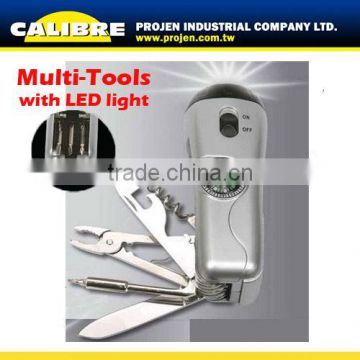 CALIBRE Multi function tool with Led Light Torch mini multi tool with compass multi-purpose tool