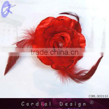 China Red Fabric Artificial Flower With Feather From Wholesale Alibaba