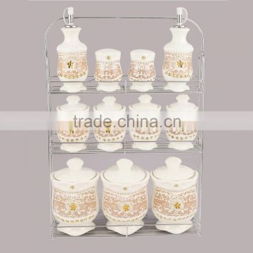 Round shape eco-friendly ceramic tea/ sugar coffee storage jar