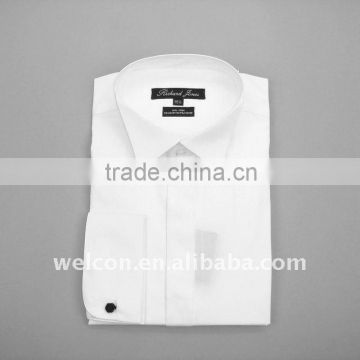 China factory OEM & ODM 100% cotton men's Europe style textured classic white tuxedo shirt