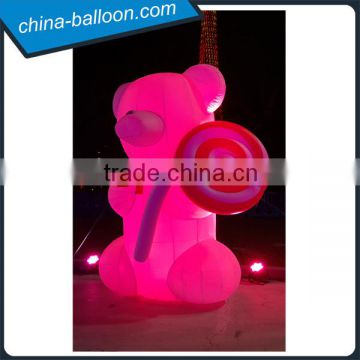 Electric Run inflatable led bear with inflatable lollipop for decoration