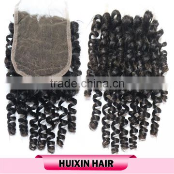 Wholesale 100% Unprocessed 7A virgin Brazilian human hair baby curly natural lace closures