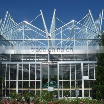 Hot dip galvanized steel glass greenhouse flowers exhibition hall
