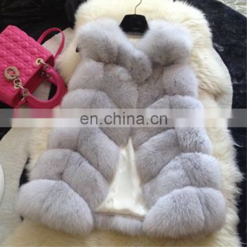 Lady medium size whole fox skin genuine fur vest for women fashion