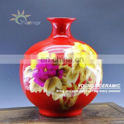 China Red Wheat-Straw Ceramic Pomegranate Vase
