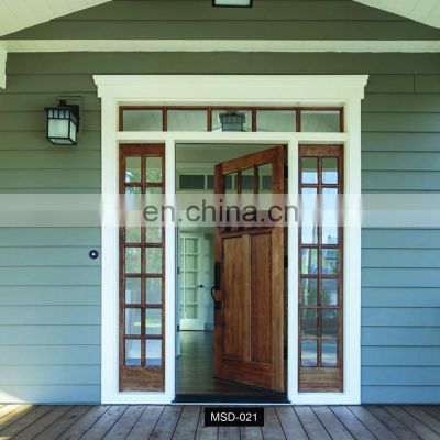 Modern Double Exterior Entrance Door Solid Interior Wood Framed Front Entry French Glass Doors