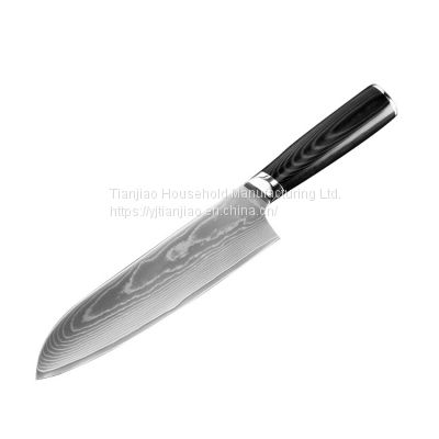 OEM/Custom VG10 Damascus Steel 7 inch Santoku Knife with Micarta Handle Kitchen Knives Slicing Chef Knife
