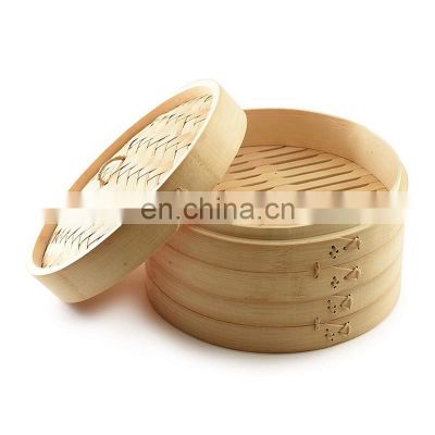 Chinese 10 Inch Bambu Basket Cooker 25cm Big Dim Sum Bamboo Steamer