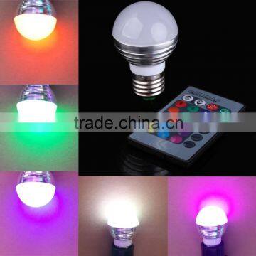 E27 3W RGB LED Magic Bulb Lamp + 24Key IR Remote Control Colors Change