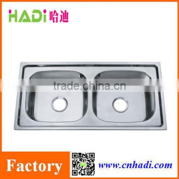 Matt double bowl stainless steel kitchen sink with coupling HD9446B
