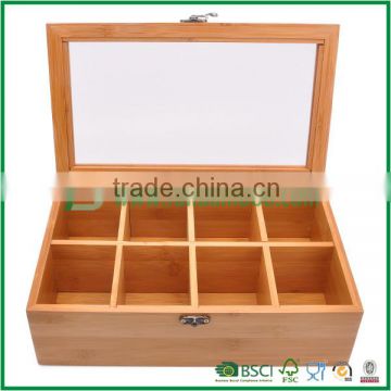 FB4-1020 Bamboo Tea Storage Box, 8 Equally Divided Compartments