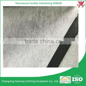 Nonwoven fusible interlining W8030 100% polyester interlining fabric