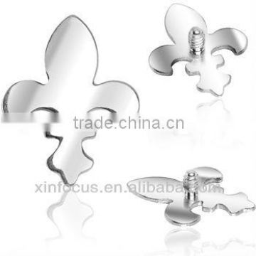 Grade 23 Titanium Fleur de Lis Dermal Top body piercing accessories