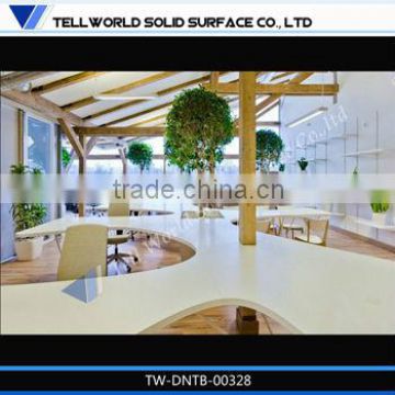 High gloss white restaurant solid surface dining table