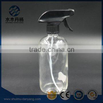 500ml clear boston glass bottle pharceutical bottle with trigger sprayer