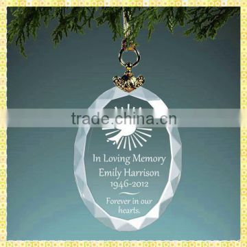 Engraved Glass Faceted Oval Ornaments For 2014 Christmas Gifts