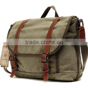 Unisex,Vintage Casual Cotton Canvas Leather Haversack Messenger Bag Courier Bag Haversack, Bookbag ,Shoulder Bag For Men & Women