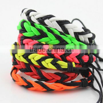 Leather Wrap Wristband Cuff Punk Magnetic Braided Multicolor Bracelet Bangle