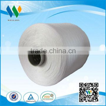 100% ring spun polyester bleached white plastic cone sewing thread