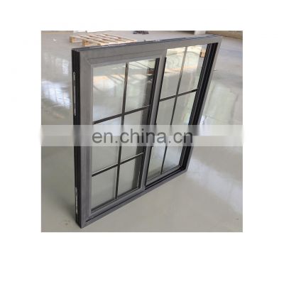 Modern design sliding windows Double glass black pvc frame window grille design black vinyl windows
