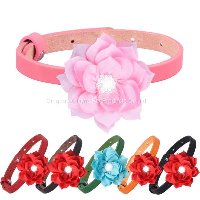 Factory personalized leather cat collars with floral