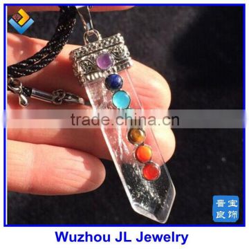 54mm Natural Quartz crystal Sword Seven colored chakras Pendant Healing