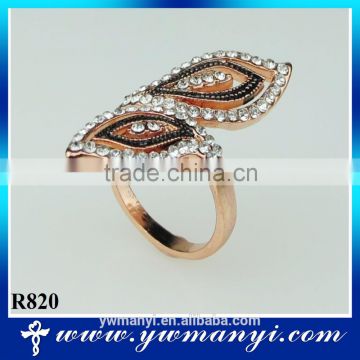 Special leaf shape ring rhinestone rose gold charm ring R820                        
                                                                                Supplier's Choice