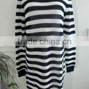 Ladies LS knitted strip sweater