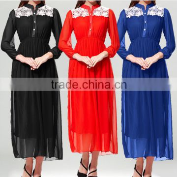 Ladies new design abaya evening dresses and Woman lace longsleeve bridesmaid dresses