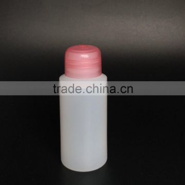 PE 30ml translucent cylinder plastic bottle with colorful pink round smooth lid cap