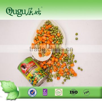 Healthy foods cannd mixed vegetables peas with carrots