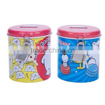 tin round money box