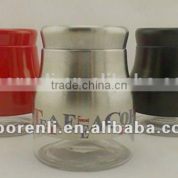 metal coated High quality &amp economic glass storage jar with stripes