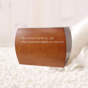 Unique Walnut Color Birch Wood Pet Aftercare Funeral Supply Cremation Ashes Urn Box