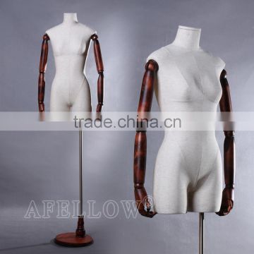 Fashion adjustable female mannequin upper body manikin with base wooden arm women dummy mannequin M003- F-2