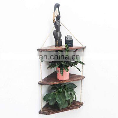 Home corner new design Rustic wood hanging shelf