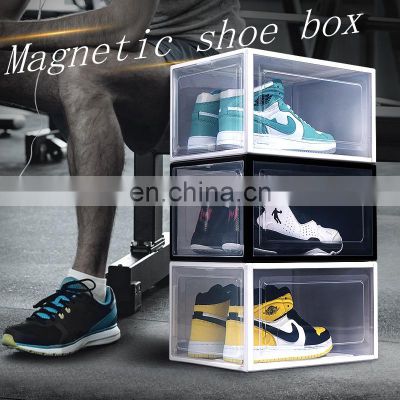 Drop Front stackable Jordan Shoe Box Amazon Acrylic wholesale shoe organizer box stackable magnetic clear plex glass shoe box